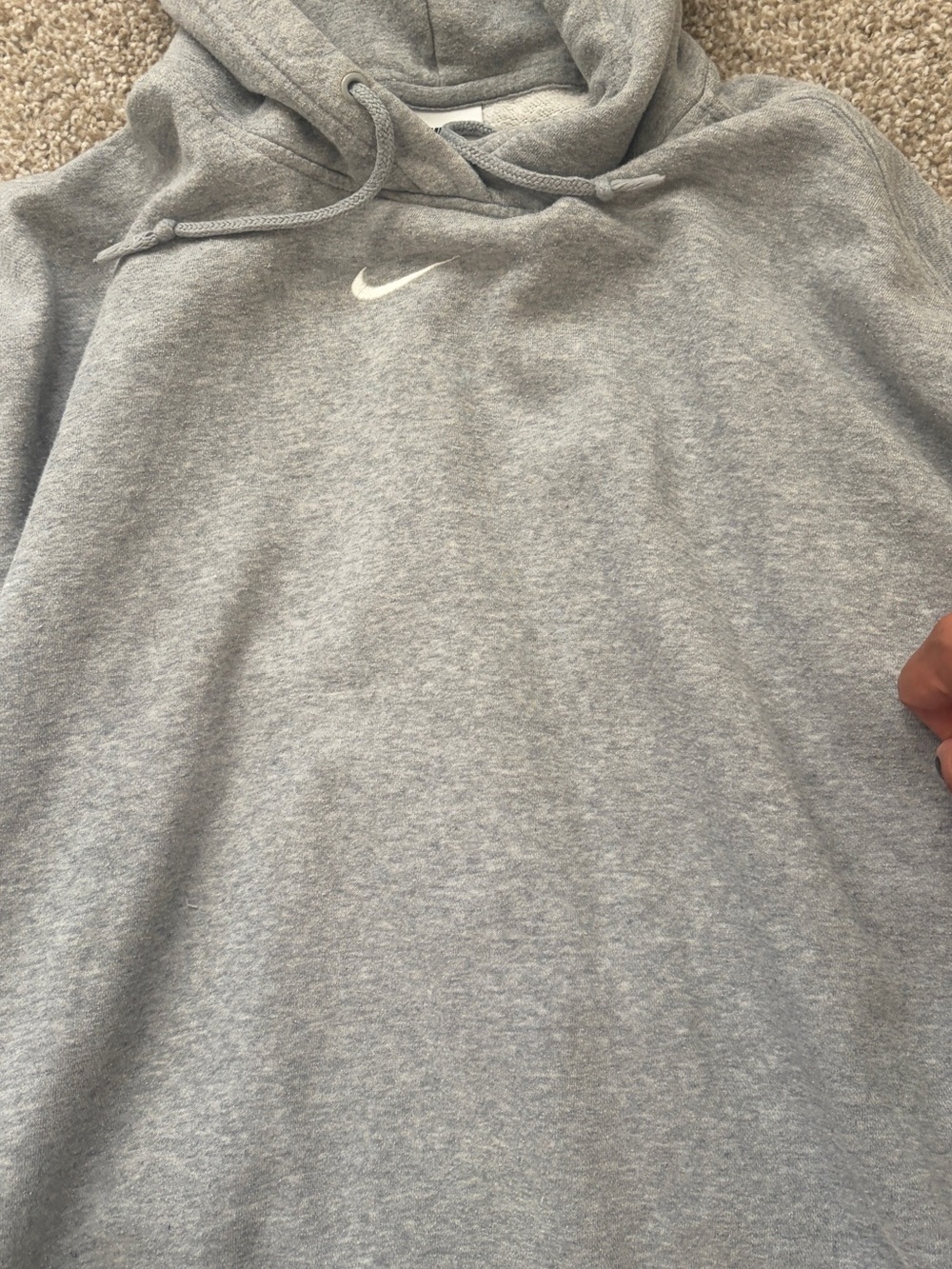 Nike Light Gray Pullover Hoodie with Small Swoosh - Picture 7 of 8